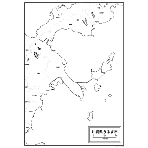 うるま市の白地図のサムネイル