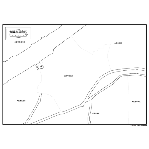 大阪市福島区の白地図のサムネイル
