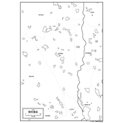 堺市東区の白地図のサムネイル