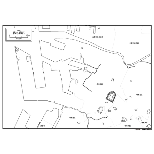 堺市堺区の白地図のサムネイル