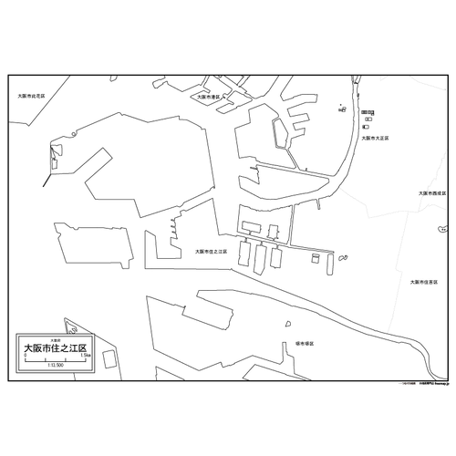 大阪市住之江区の白地図のサムネイル