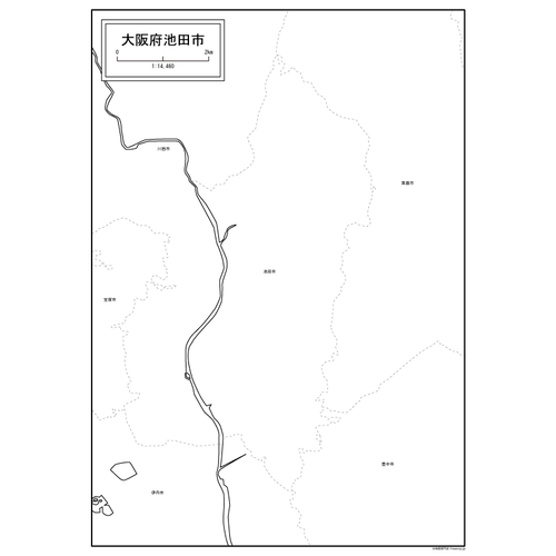池田市の白地図のサムネイル