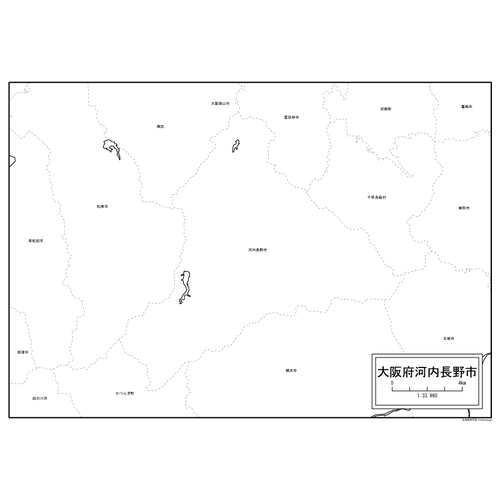 河内長野市の白地図のサムネイル