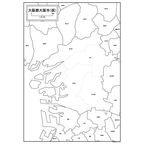 大阪都大阪市（仮）の白地図のサムネイル