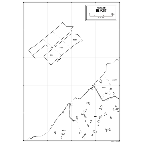 田尻町の白地図のサムネイル