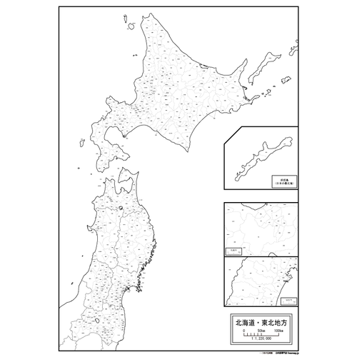北海道・東北地方の白地図のサムネイル