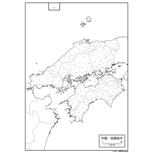 中国・四国地方の白地図のサムネイル