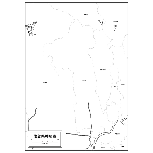 神埼市の白地図のサムネイル