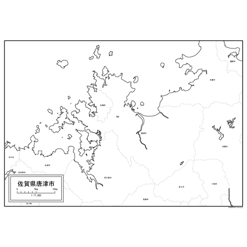 唐津市の白地図のサムネイル