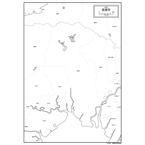 佐賀市の白地図のサムネイル