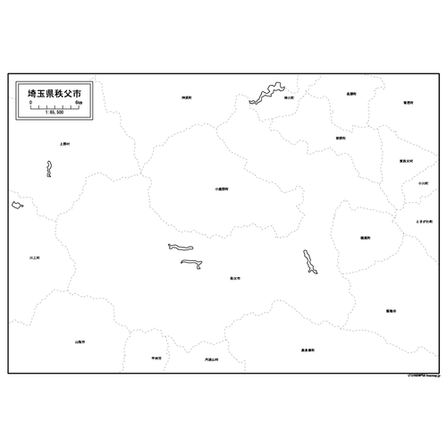 秩父市の白地図のサムネイル