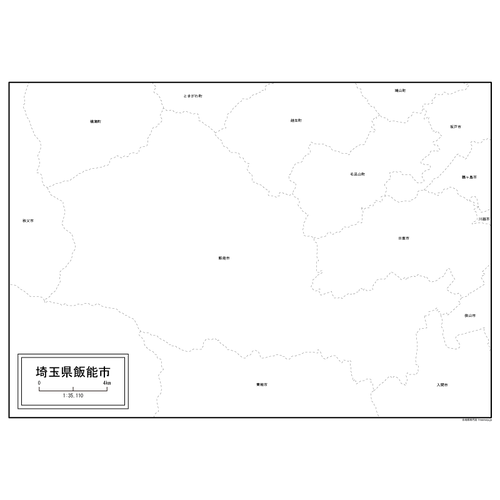 飯能市の白地図のサムネイル