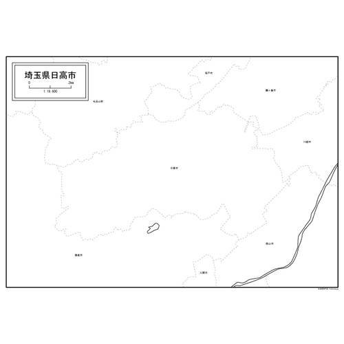 日高市の白地図のサムネイル