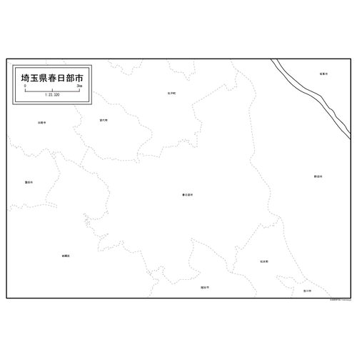 春日部市の白地図のサムネイル