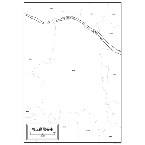 熊谷市の白地図のサムネイル