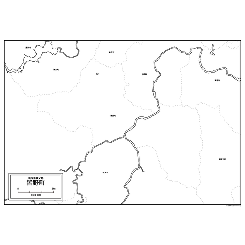 皆野町の白地図のサムネイル