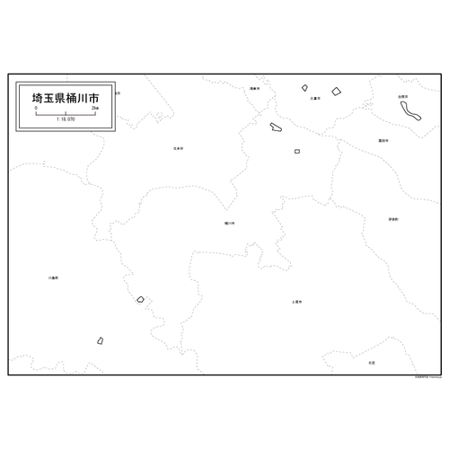 桶川市の白地図のサムネイル