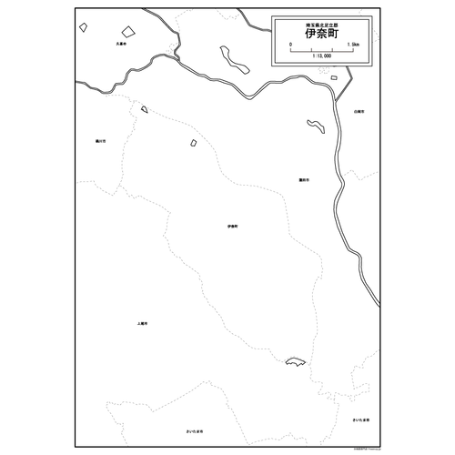 伊奈町の白地図のサムネイル