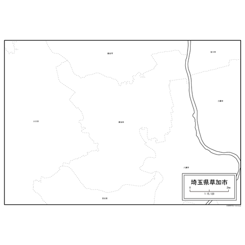 草加市の白地図のサムネイル