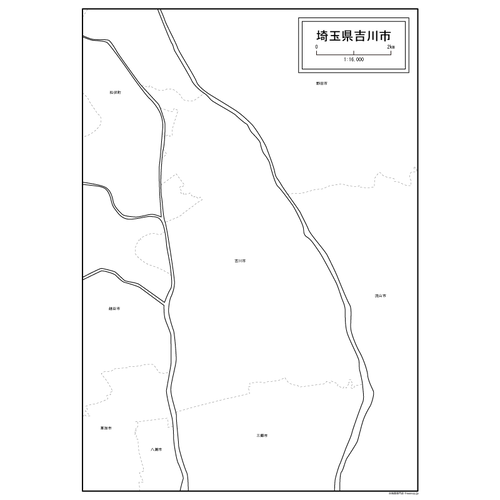吉川市の白地図のサムネイル