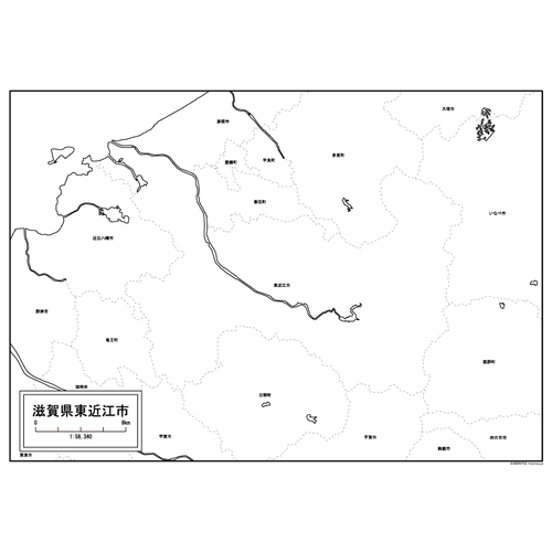 東近江市の白地図のサムネイル