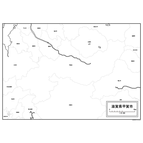 甲賀市の白地図のサムネイル