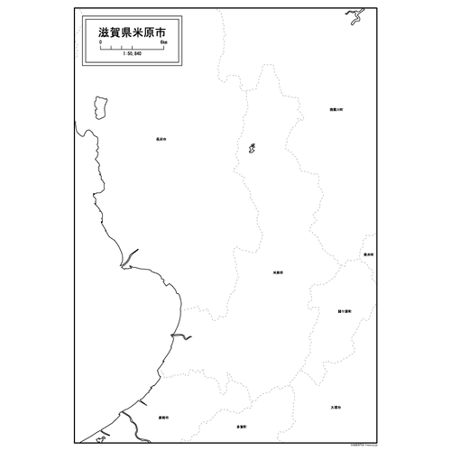 米原市の白地図のサムネイル