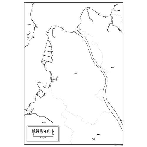 守山市の白地図のサムネイル
