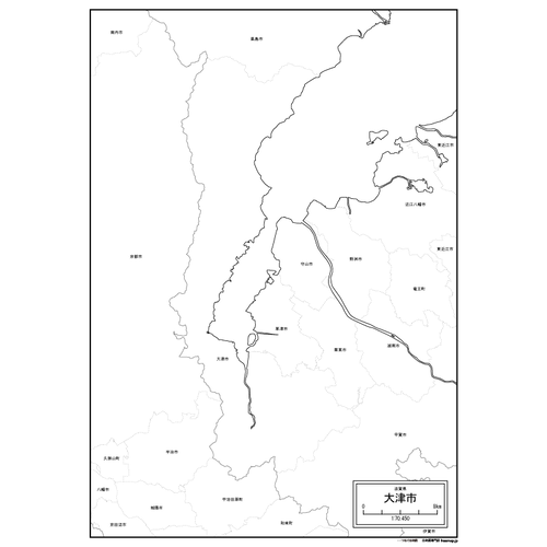 大津市の白地図のサムネイル