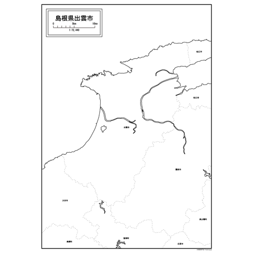 出雲市の白地図のサムネイル