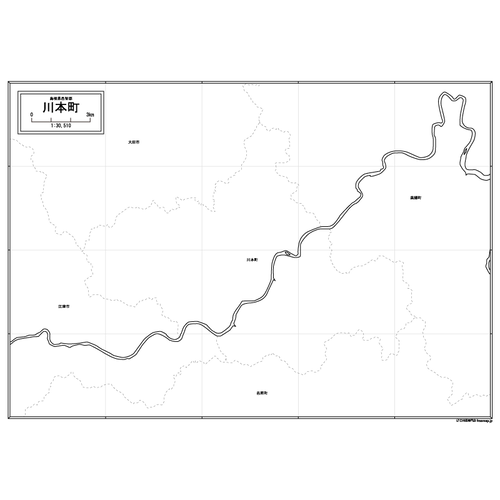 川本町の白地図のサムネイル
