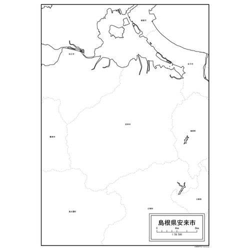 安来市の白地図のサムネイル