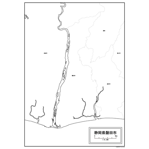 磐田市の白地図のサムネイル