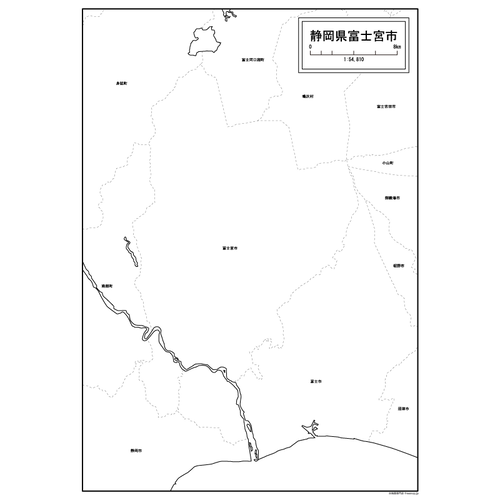 富士宮市の白地図のサムネイル