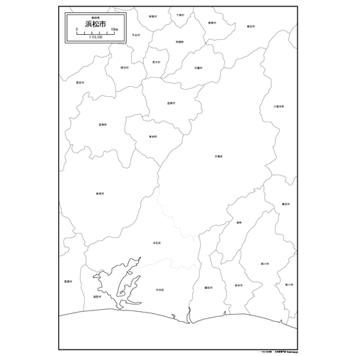 静岡県浜松市の白地図のサムネイル