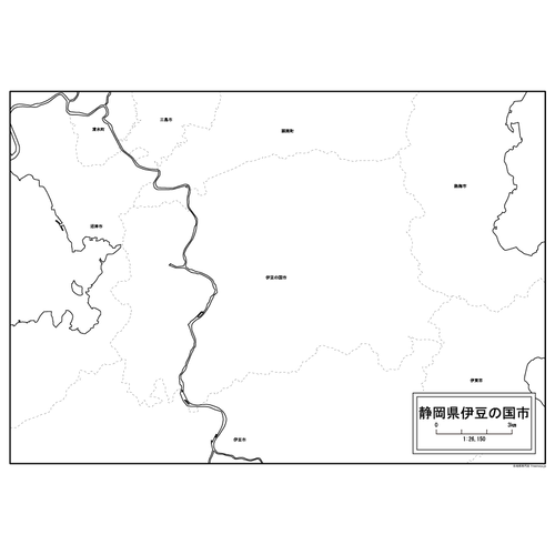 伊豆の国市の白地図のサムネイル