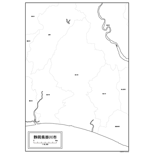 掛川市の白地図のサムネイル