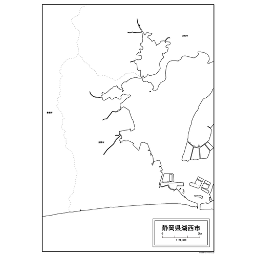 湖西市の白地図のサムネイル