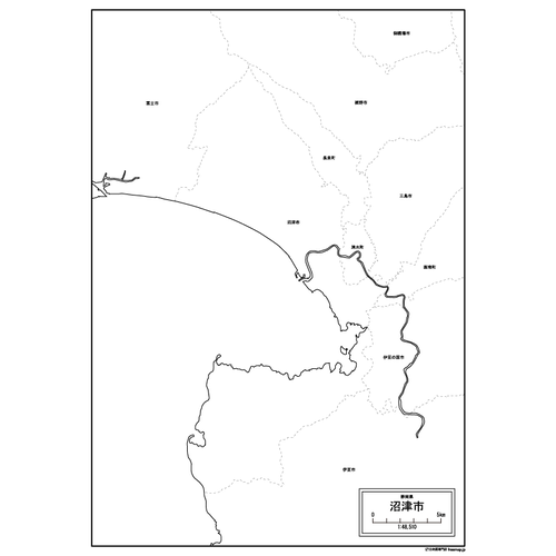 沼津市の白地図のサムネイル