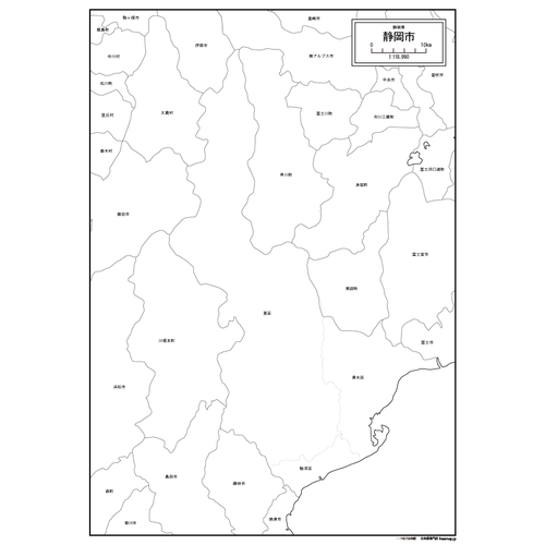 静岡県静岡市の白地図のサムネイル