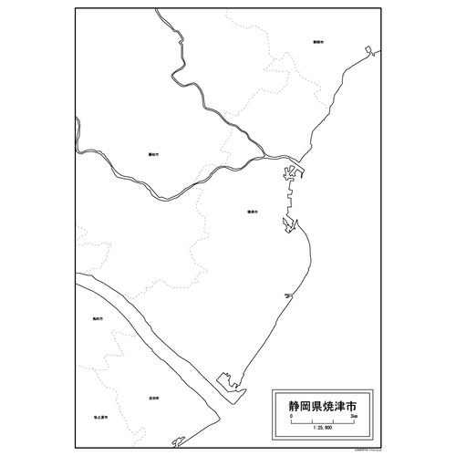 焼津市の白地図のサムネイル