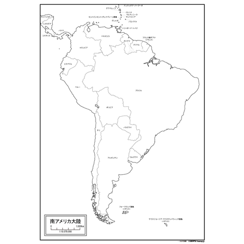 南アメリカ大陸の白地図のサムネイル