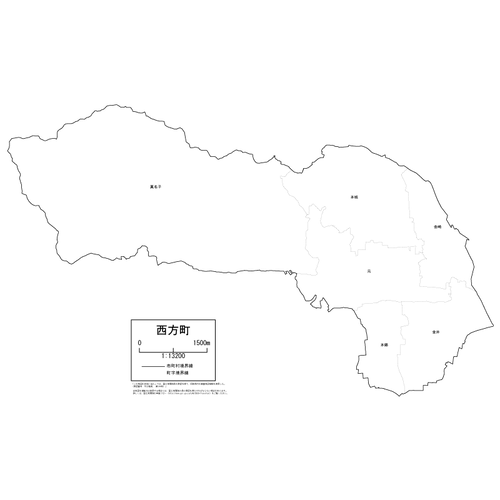 西方町の白地図のサムネイル