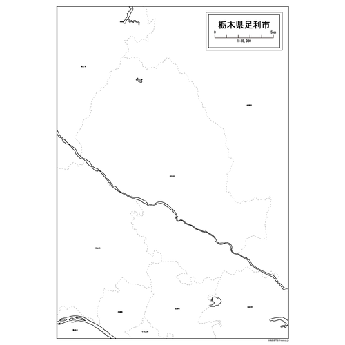 足利市の白地図のサムネイル