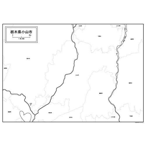 小山市の白地図のサムネイル