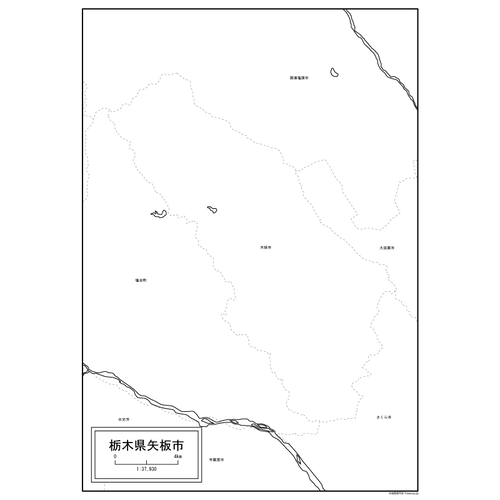 矢板市の白地図のサムネイル