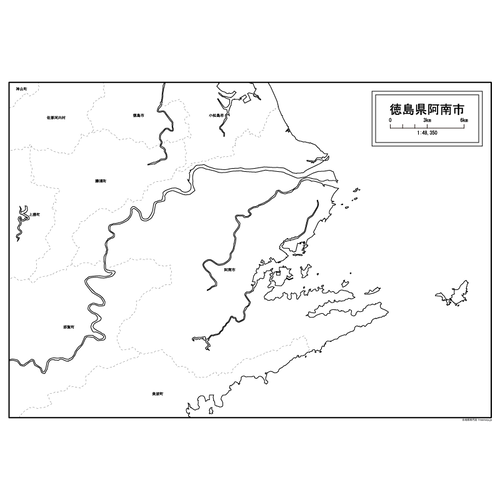 阿南市の白地図のサムネイル