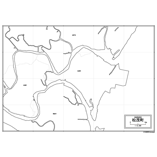 松茂町の白地図のサムネイル