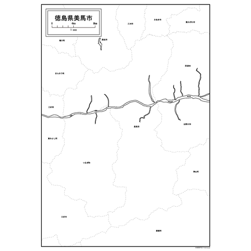 美馬市の白地図のサムネイル