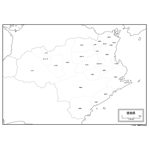 徳島県の白地図のサムネイル